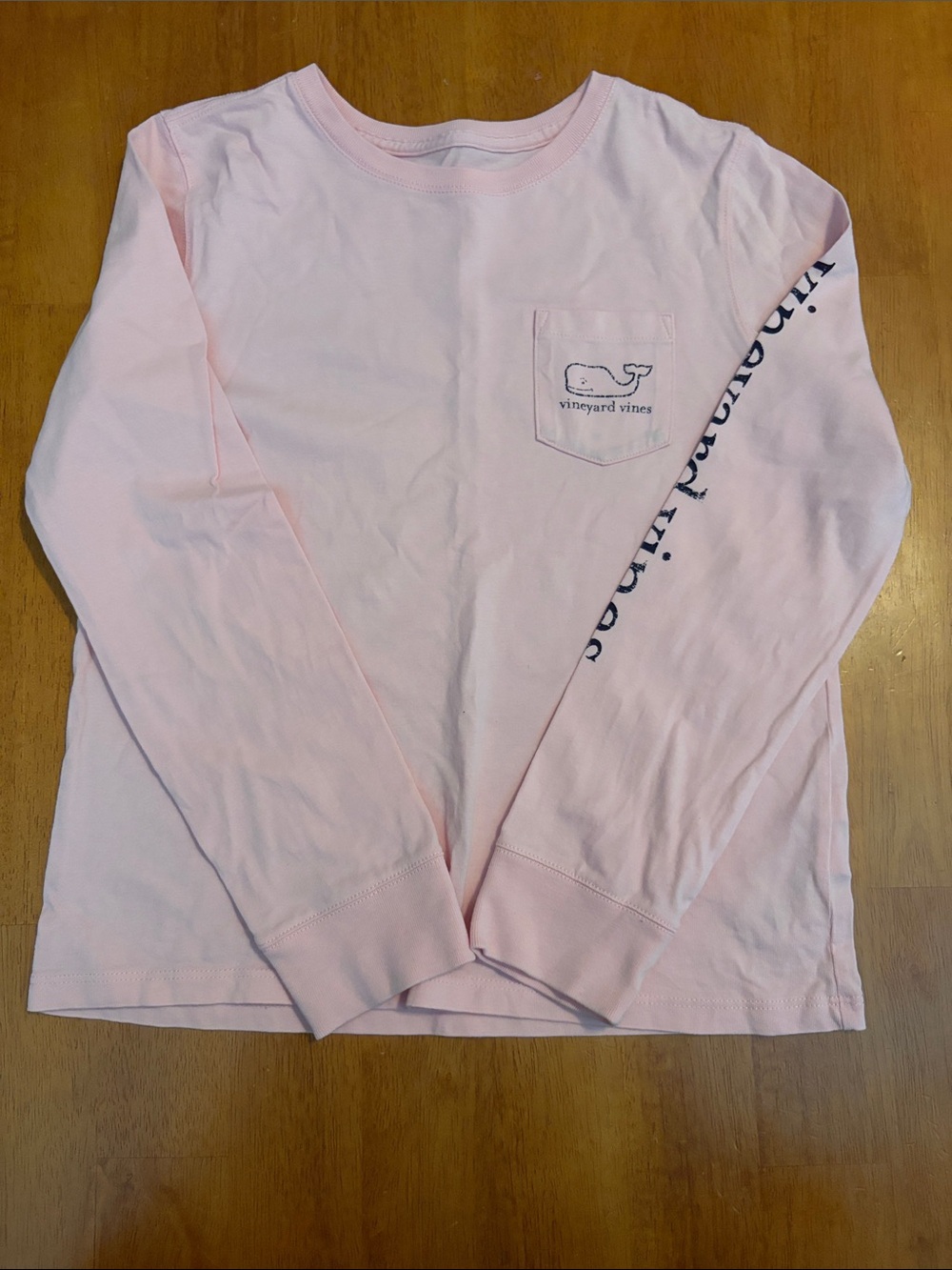 Vineyard Vines Pale Pink Long Sleeve Pocket Tee with Logo Sleeve